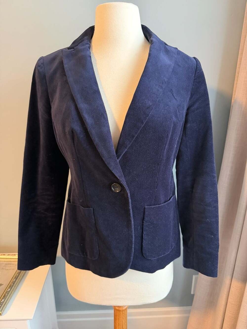 J. Crew Navy Blue Velvet Blazer